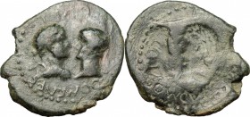 Reign of Vespasian. Titus and Domitian Caesars. AE Brockage 27 mm. Stobi mint, Macedon. D/ TITVS IMP DOM CAES. Laureate head of Titus, right, facing h...