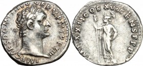 Domitian (81-96). AR Denarius, 93-94 AD. D/ IMP CAES DOMIT AVG GERM PM TR P XIII. Laureate head right. R/ IMP XXII COS XVI CENS PPP. Minerva standing ...