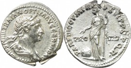 Trajan (98-117). AR Denarius, 114-117 AD. D/ IMP CAES NER TRAIAN OPTIM AVG GERM DAC. Laureate and draped bust right. R/ PARTHICO P M TR P COS VI P P S...