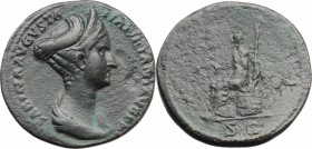 Sabina, wife of Hadrian (died in 137 AD). AE Sestertius, Rome mint. Struck under Hadrian, 128-134 AD. D/ SABINA AVGVSTA HADRIANI AVG PP. Draped bust r...