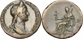 Sabina, wife of Hadrian (died 137 AD). AE Sestertius. Struck under Hadrian, circa 128-134 AD. D/ SABINA AVGVSTA HADRIANI AVG PP. Diademed and draped b...