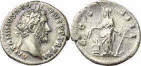 Antoninus Pius (138-161). AR Denarius, 147-148 AD. D/ ANTONINVS AVG PIVS P P TR P XI. Laureate head right. R/ COS IIII. Annona standing facing, head l...