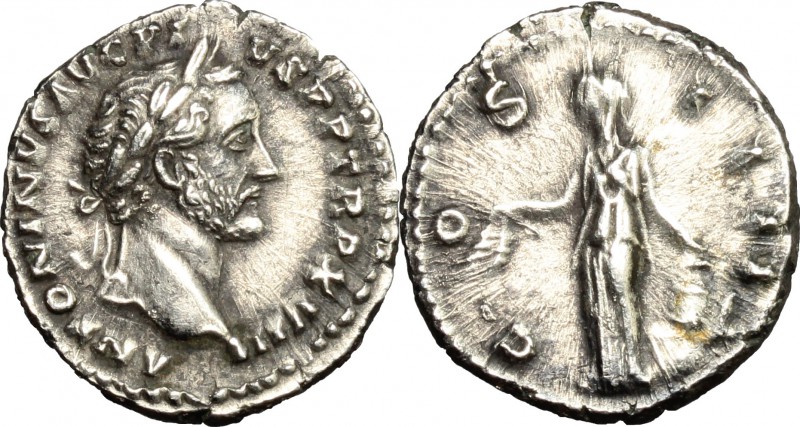 Antoninus Pius (138-161). AR Denarius, 154-155 AD. D/ ANTONINA AVG PIVS PP TR P ...