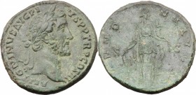 Antoninus Pius (138-161). AE Sestertius, 140-144 AD. D/ ANTONINVS AVG PIVS PP TR P COS III. Laureate head right. R/ ANNONA AVG SC. Annona standing rig...