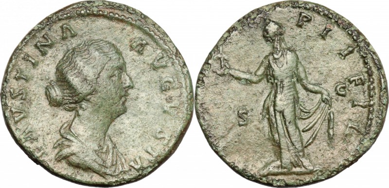Faustina II, wife of Marcus Aurelius (died 176 AD). AE Sestertius, struck under ...