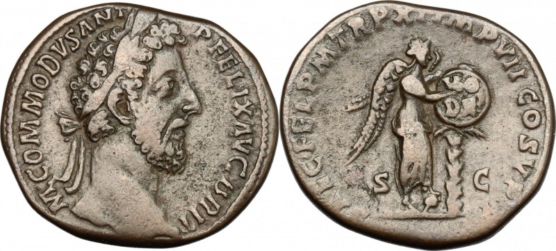 Commodus (177-192). AE Sestertius, 184-185 AD. D/ M COMMODVS ANT P FELIX AVG BRI...