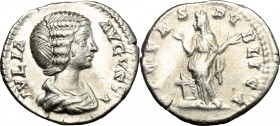 Julia Domna, wife of Septimius Severus (died 217 AD). AR Denarius, Rome mint. D/ IVLIA AVGVSTA. Draped bust right. R/ PIETAS PVBLICA. Pietas standing ...