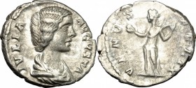 Julia Domna, wife of Septimius Severus (died 217 AD). AR Denarius, Rome mint. D/ IVLIA AVGVSTA. Draped bust right. R/ VENVS FELIX. Venus standing left...