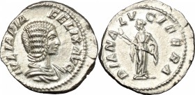Julia Domna, wife of Septimius Severus (died 217 AD). AR Denarius, 211-215 AD. D/ IVLIA PIA FELIX AVG. Draped bust right. R/ DIANA LVCIFERA. RIC (Cara...
