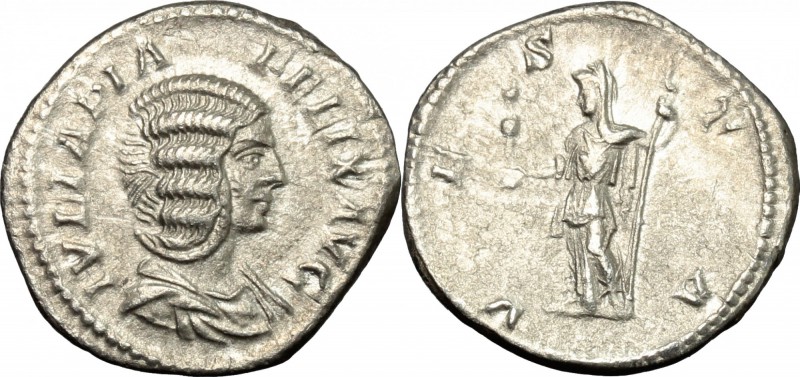 Julia Domna, wife of Septimius Severus (died 217 AD). AR Denarius. D/ IVLIA PIA ...