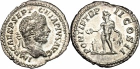 Geta (209-212). AR Denarius, 210 AD. D/ IMP CAES P SEPT GETA PIVS AVG. Laureate head right. R/ PONTIF TR P II COS II. Genius standing left, sacrificin...