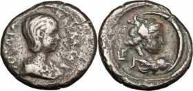 Julia Paula, first wife of Elagabalus (219-220). BI Tetradrachm, dated RY 3 of Elagabalus. Alexandria mint. D/ ΙΟΥΛΙΑ ΠΑΥΛΑ CΕΒ. Draped bust right. R/...
