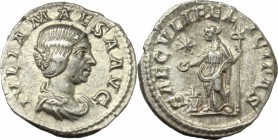 Julia Maesa, grandmother of Elagabalus (died 225 AD). AR Denarius. D/ IVLIA MAESA AVG. Draped bust right. R/ SAECVLI FELICITAS. Felicitas standing fac...