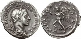 Severus Alexander (222-235 AD.). AR Denarius, 222-228 AD. D/ IMP C M AVR SEV ALEXAND AVG. Laureate, draped and cuirassed bust right. R/ VICTORIA AVG. ...