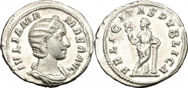 Julia Mamaea, mother of Severus Alexander (died 235 AD). AR Denarius, 228 AD. D/...