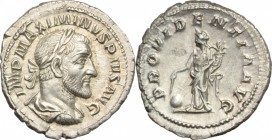 Maximinus I (235-238). AR Denarius, Rome mint. D/ IMP MAXIMINVS PIVS AVG. Laureate, draped and cuirassed bust right. R/ PROVIDENTIA AVG. Providentia s...