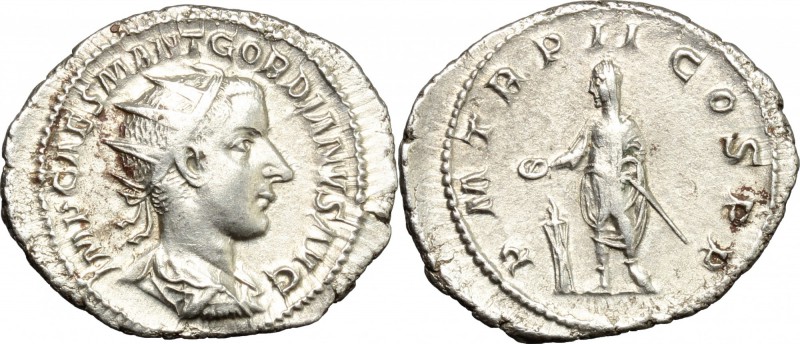 Gordian III (238-244 AD). AR Antoninianus, Rome mint. D/ IMP CAES M ANT GORDIANV...