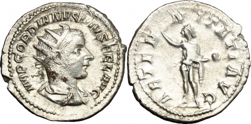 Gordian III (238-244). AR Antoninianus, Rome mint. D/ IMP GORDIANVS PIVS FEL AVG...