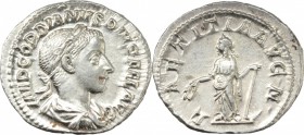 Gordian III (238-244). AR Denarius, 241-243 AD. D/ IMP GORDIANVS PIVS FEL AVG. Laureate, draped and cuirassed bust right. R/ LAETITIA AVG N. Laetitia ...