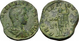 Philip II as Caesar (244-247). AE Sestertius. D/ M IVL PHILIPPVS CAES. Bare-headed and draped bust right. R/ PRINCIPI IVVENT SC. Philip II, in militar...
