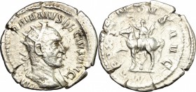 Trajan Decius (249-251). AR Antoninianus, Rome mint. D/ IMP C M Q TRAIANVS DECIVS AVG. Radiate and cuirassed bust right. R/ ADVENTVS AVG. Decius on ho...