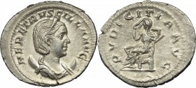 Etruscilla, wife of Trajan Decius (249-251 AD). AR Antoninianus, 250 AD. D/ HER ETRVSCILLA AVG. Draped bust right, wearing stephane, set on crescent. ...