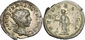Herennius Etruscus as Caesar (249-251). AR Antoninianus, 250-251AD. D/ Q HER ETR MES DECIVS NOB C. Radiate, draped and cuirassed bust right. R/ SPES P...