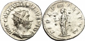 Valerian I (253-260). AR Antoninianus, Rome mint. D/ IMP C P LIC VALERIANVS AVG. Radiate, draped and cuirassed bust right. R/ FIDES MILITVM. Fides sta...
