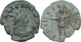 Gallienus (253-268). BI (hybrid?) Antoninianus, uncertain mint. D/ GALLIENVS AVG. Radiate and cuirassed bust right. R/ PRINC IVVENT. Prince in militar...