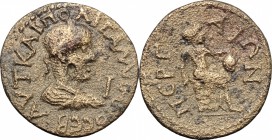 Gallienus (253-268). AE 31 mm. (Decassarion), Perge mint, Pamphylia. D/ Laureate, draped and cuirassed bust right; to right I (mark of value). R/ ΠEPΓ...