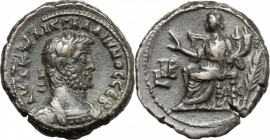 Gallienus (253-268). BI Tetradrachm, Alexandria, Egypt. D/ Laureate and cuirassed bust right. R/ Homonoia seated left, holding double cornucopiae; to ...