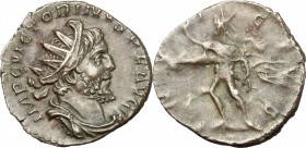 Victorinus (268-270). BI Antoninianus, Treveri mint. D/ IMP C VICTORINVS PF AVG. Radiate, draped and cuirassed bust right. R/ INVICTVS. Sol standing l...