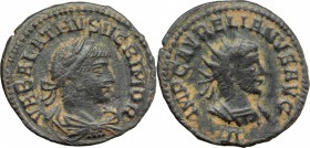 Aurelian, with Vabalathus (270-275). BI Antoninianus, Antioch mint. D/ IMP C AVRELIANVS AVG. Radiate and cuirassed bust of Aurelian right; below, Δ. R...