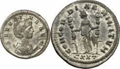 Severina, wife of Aurelian (270-275 AD). BI Antoninianus, 275 AD. Ticinum mint. D/ SEVERINA AVG. Diademed and draped bust right, set on crescent. R/ C...