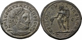 Constantius I as Caesar (293-305). AE Follis, Thessalonica mint. D/ FL VAL CONSTANTIVS NOB CAES. Laureate head right. R/ GENIO POPVLI ROMANI. Genius s...