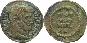 Maxentius (306-312). AE 1/4 Follis, Rome mint. D/ MAXENTIVS P F AVG. Laureate head right. R/ VOT / Q Q / MVL / X X. RIC 281c. C 138. AE. g. 1.98 mm. 1...