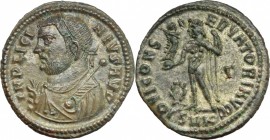 Licinius I (308-324). AE Follis, Cyzicus mint, 317-320 AD. D/ IMP LICINIVS AVG. Laureate and draped bust right, holding globe, mappa and sceptre. R/ I...