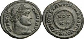 Constantine I (307-337). AE Follis, Thessalonica mint, 324 AD. D/ CONSTANTINVS AVG. Laureate head right. R/ DN CONSTANTINI MAX AVG. Laurel wreath encl...