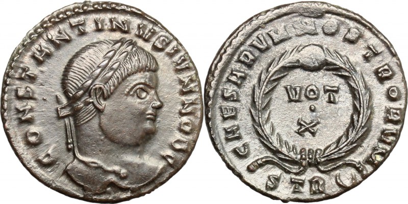 Constantine II as Caesar (317-337). AE Follis, Treveri mint, 323-4 AD. D/ CONSTA...