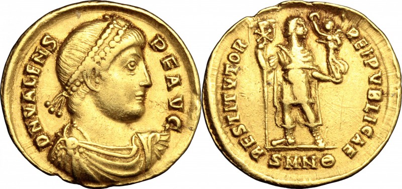 Valens (364-378). AV Solidus, Nicomedia mint, 364 AD. D/ DN VALENS PF AVG. Pearl...