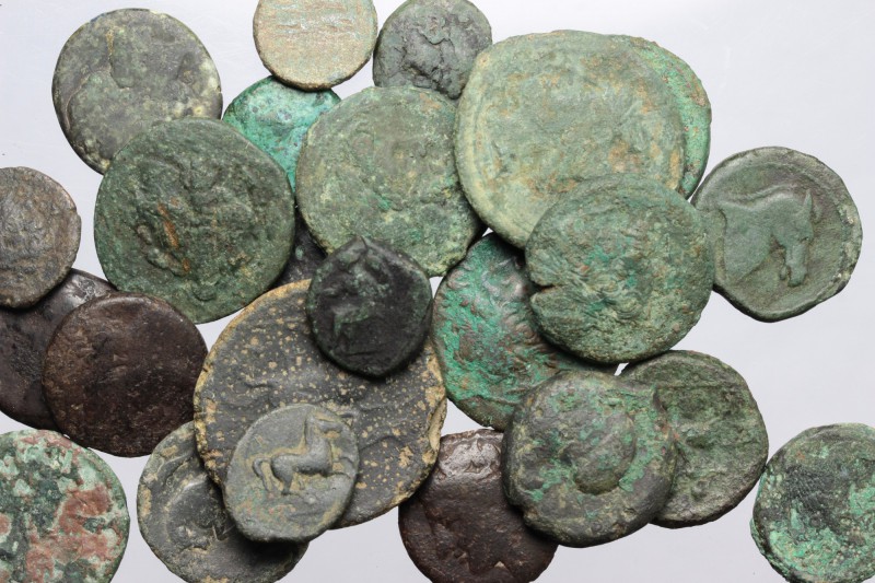 Greek Italy. Multiple lot of twenty-five (25) unclassified AE coins, mostly of t...