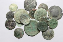 Greek Italy. Multiple lot of seventeen (17) unclassified AE coins, mostly of the Greek Italy. AE. F:About VF.