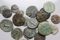 Greek Sicily. Multiple lot of twenty-five (25) unclassified AE coins. AE. F:About VF.