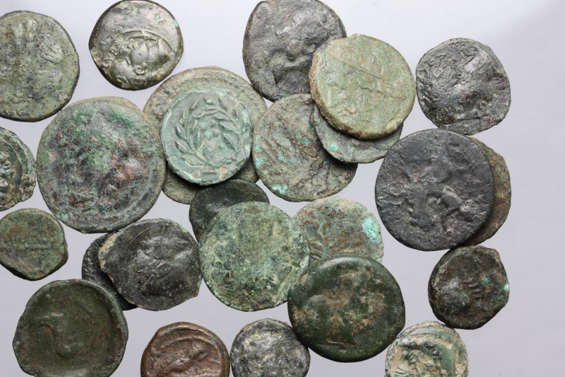 Greek Sicily. Multiple lot of twenty-five (25) unclassified AE coins. AE. F:Abou...
