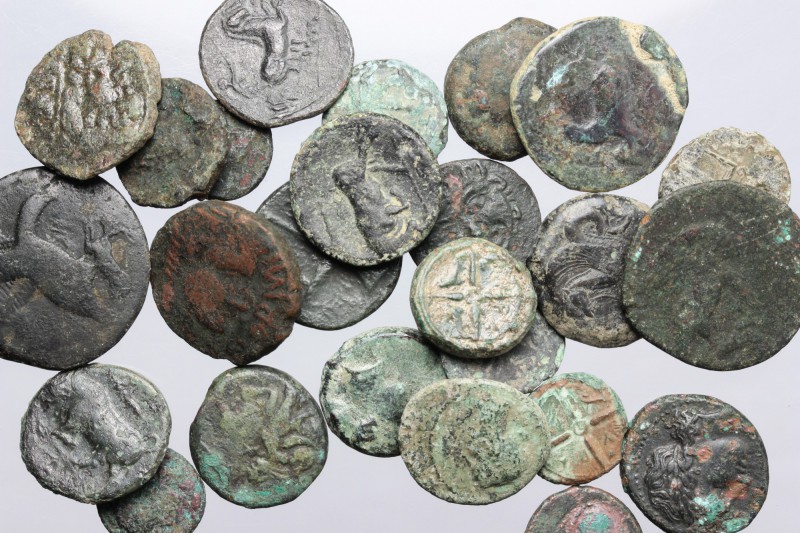 Greek Sicily. Multiple lot of twenty-five (25) unclassified AE coins. AE. F:Abou...