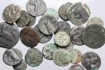 Greek Sicily. Multiple lot of twenty-five (25) unclassified AE coins. AE. F:About VF.