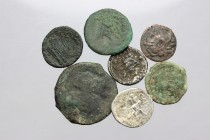 Roman Republic. Multiple lot of seven (7) unclassified coins, mostly AE, including two (2) fourrée Denarii. AE/AR. Fair:F.