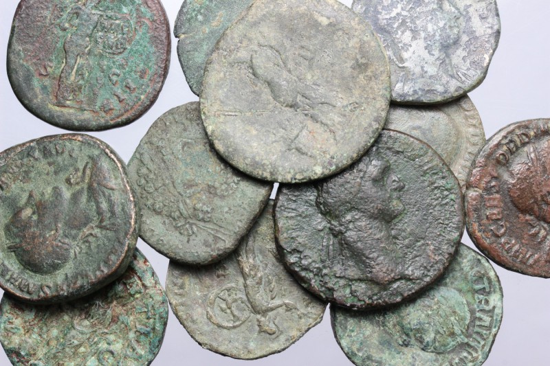 Roman Empire. Multiple lot of twelve (12) unclassified AE Sestertii. AE. F:About...