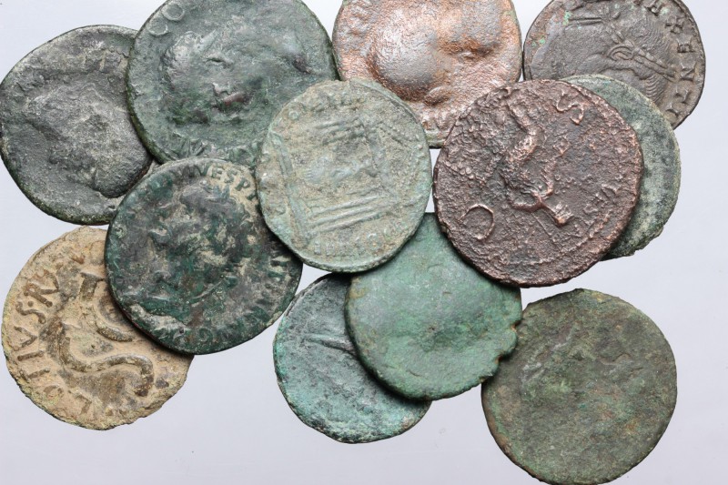 Roman Empire. Multiple lot of twelve (12) unclassified AE, mostly Asses. AE. F:A...
