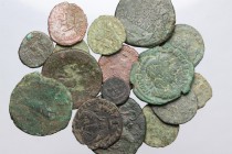 Roman Empire. Multiple lot of sixteen (16) unclassified AE Roman coins, mostly imperial. AE. Fair:F.